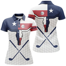 Load image into Gallery viewer, Golf Texas Longhorn Skull Polo Shirt Texas Flag Golf Shirts For Women Patriotic Golf Gifts LDT0547