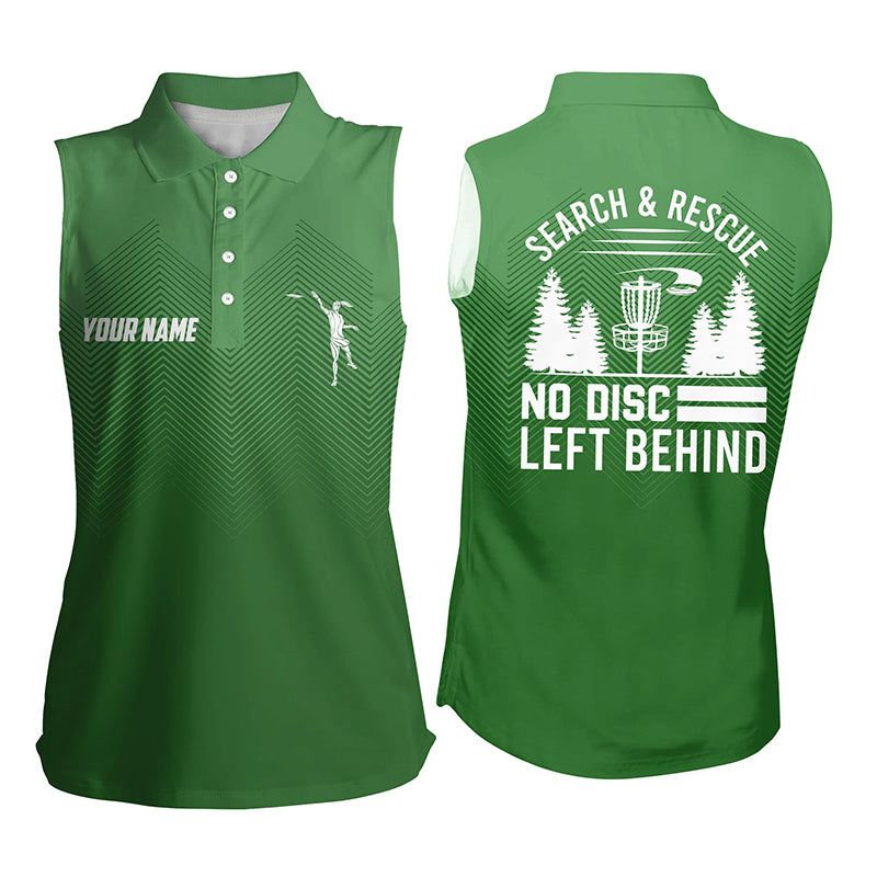 Search & Rescue Green Geometric Womens Disc Golf Sleeveless Polo Shirt Custom Women Disc Golf Shirts LDT1070