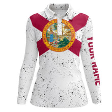 Load image into Gallery viewer, Florida Flag Personalized White Grunge Polo Shirts Patriotic Golf Shirts For Women Golf Gifts LDT0277