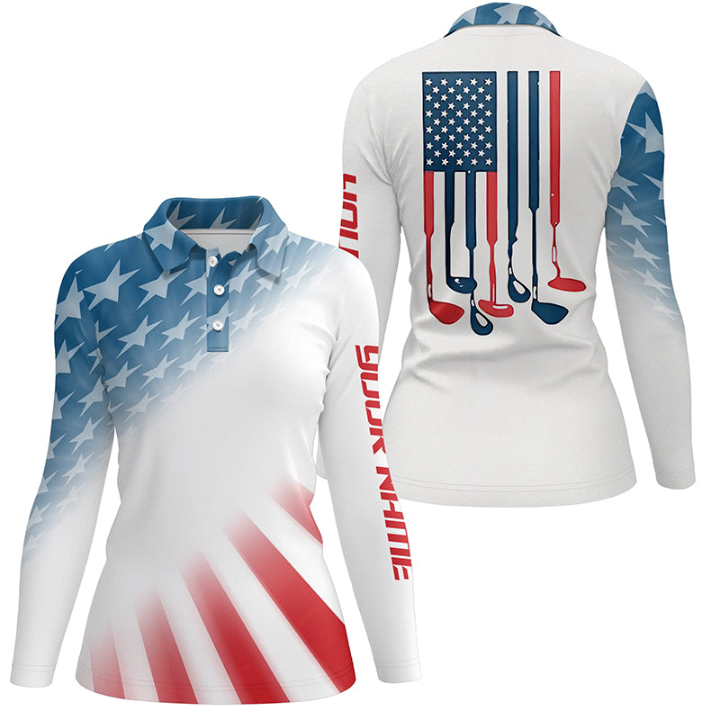Gradient American Flag Golf Polo Shirts Patriotic Usa Golf Shirts For Women Cool Golf Gifts LDT0278