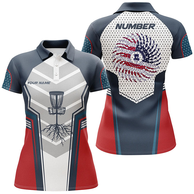 Womens Red White And Blue Golf Shirts, Customized Disc Golf Shirts For Women, Cool Golf Gifts LDT0083