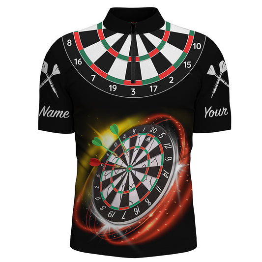 Personalized Red Black Mens Darts Quarter-Zip Shirt Custom Name Cool Darts Jersey For Men LDT0351