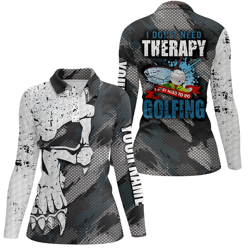I Don't Need Therapy Abstract Skull Grunge Golf Polo Shirts Scary Golf Shirts For Women LDT0411