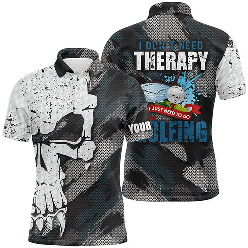 I Don't Need Therapy Abstract Skull Grunge Mens Golf Polo Shirts Scary Golf Shirts For Men LDT0411