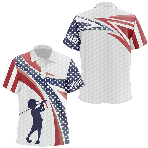 American Flag Golf Pattern Kids Polo Shirts Custom Patriotic Golf Shirts For Kid Golf Gifts LDT0414