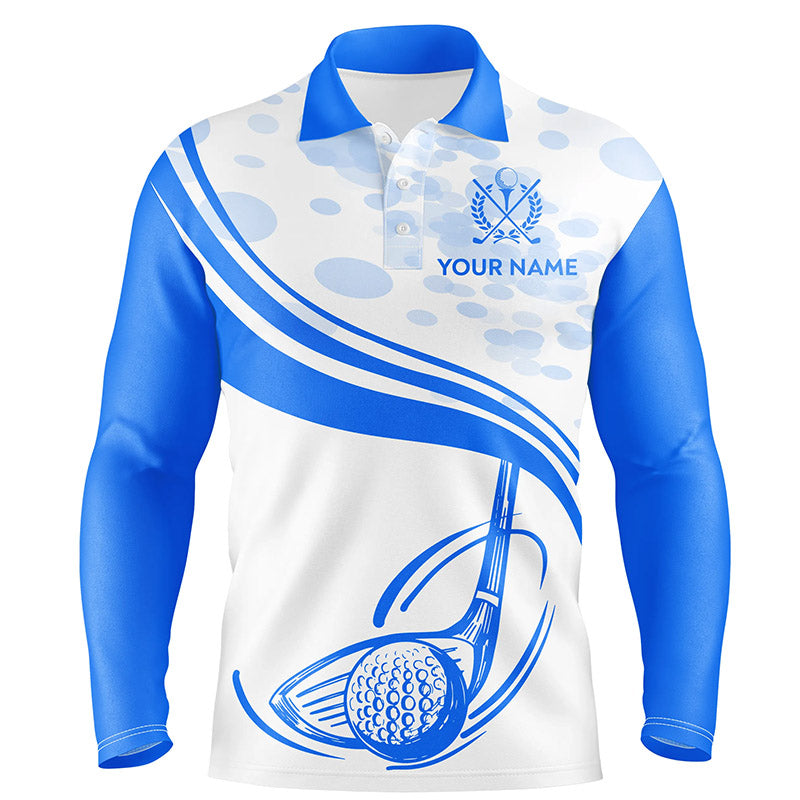 Blue White Golf Ball And Club Mens Polo Shirts Custom Cool Golf Shirts For Men Golfing Gifts LDT0944
