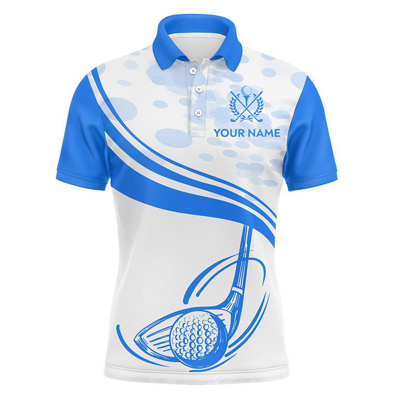 Blue White Golf Ball And Club Mens Polo Shirts Custom Cool Golf Shirts For Men Golfing Gifts LDT0944