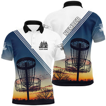 Load image into Gallery viewer, Sunset Personalized Disc Golf Mens Polo Shirt Custom Disc Golf Shirts For Men Disc Golf Basket LDT0947
