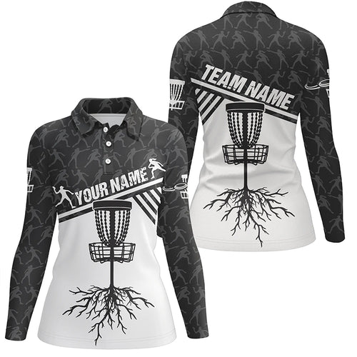 Customized Disc Golf Cross Black White Womens Polo Shirt Disc Golf Shirt For Women Golf Gifts LDT0722