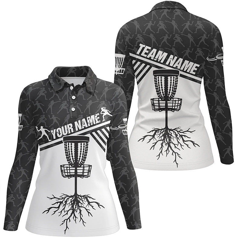Customized Disc Golf Cross Black White Womens Polo Shirt Disc Golf Shirt For Women Golf Gifts LDT0722