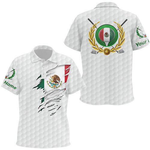 Mexican Flag White Golf Pattern Kids Polo Shirt Patriotic Golf Shirt For Kid Mexico Golf Gifts LDT0430