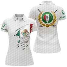 Load image into Gallery viewer, Mexican Flag White Golf Pattern Polo Shirt Patriotic Golf Shirt For Women Mexico Golf Gifts LDT0430