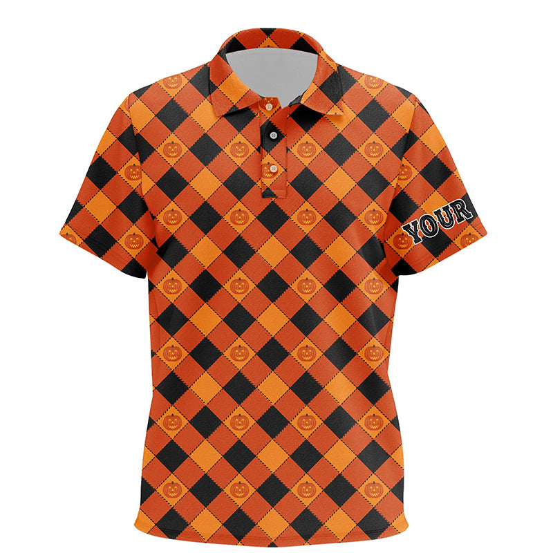 Halloween Pumpkin Seamless Orange Kids Golf Polo Shirts Custom Name Golf Shirts For Kid Golf Gifts LDT0482