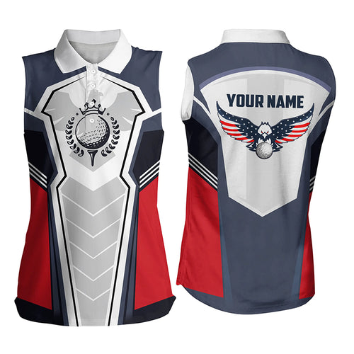 American Eagle Sleeveless Golf Shirt Customized Us Flag Golf Shirts For Women, Patriotic Golf Gifts LDT0220