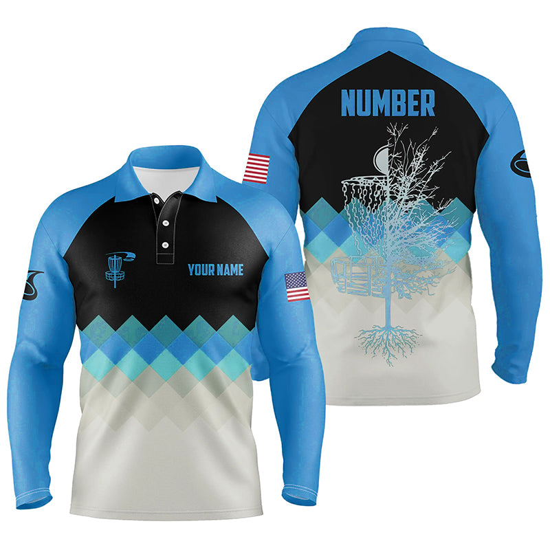 Blue Argyle Mens Disc Golf Polo Shirt Personalized Disc Golf Shirts For Men Disc Golf Gifts LDT1016
