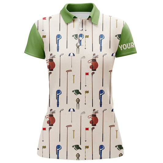 Golf Icons Womens Polo Shirt Custom Name Green Golf Shirt For Ladies Unique Female Golf Gifts LDT0031