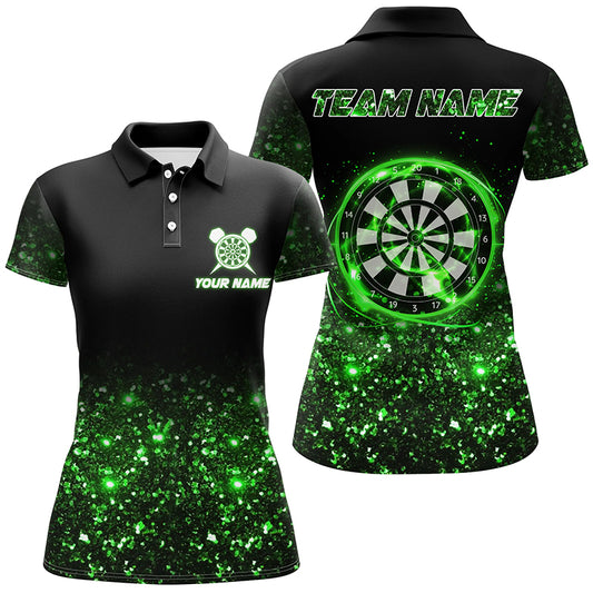 Black Green Light Womens Darts Polo Shirt Custom Darts Shirt For Women Dart Team Jerseys LDT1447
