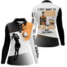 Load image into Gallery viewer, I Want To Drink Whiskey And Play Golf Custom Name Polo Golf Shirts For Women, Cool Golf Gifts LDT0226