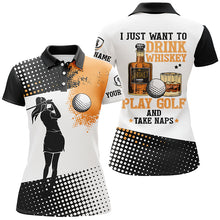 Load image into Gallery viewer, I Want To Drink Whiskey And Play Golf Custom Name Polo Golf Shirts For Women, Cool Golf Gifts LDT0226