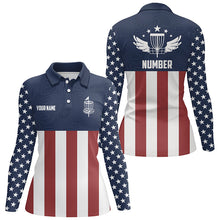 Load image into Gallery viewer, American Flag Golf Course Disc Golf Polo Shirts Custom Patriotic Disc Golf Shirts For Women LDT0521
