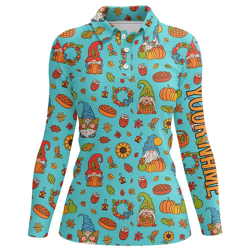 Autumn Gnomes Thanksgiving Golf Polo Shirt Custom Funny Golf Shirts For Women Golfing Gifts LDT0843