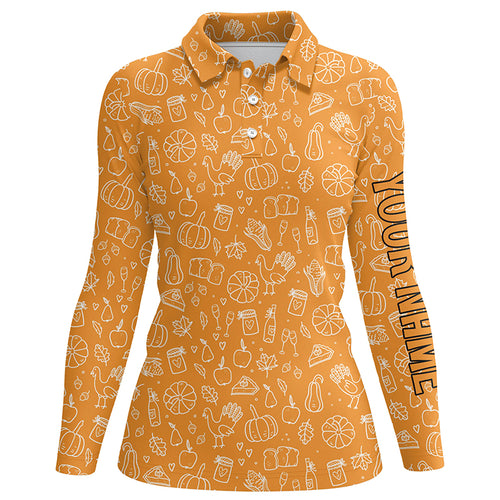 Thanksgiving Seamless Golf Polo Shirt Orange Customized Golf Tops For Women Cool Golf Gifts LDT0844