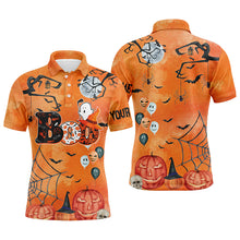 Load image into Gallery viewer, Boo Halloween Seamless Orange Mens Golf Polo Shirt Custom Funny Golf Shirts For Men Golf Gifts LDT0550