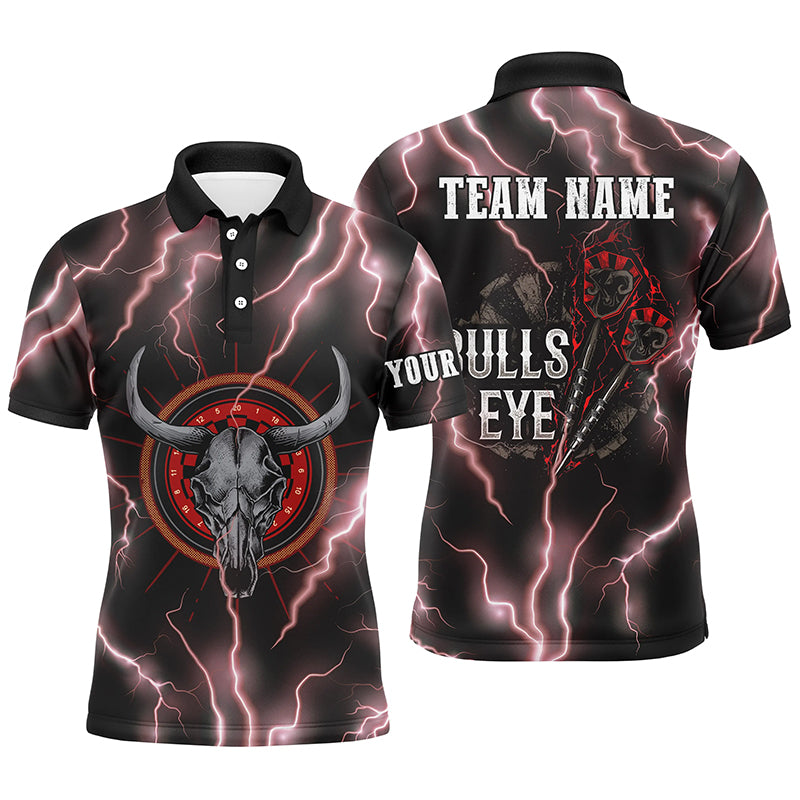Red Lightning Thunder Bull Skull Darts Polo Shirt Bulls Eye Custom Darts Jersey For Men LDT0864