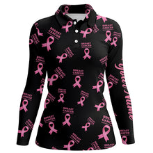 Load image into Gallery viewer, Breast Cancer Awareness Pink Ribbon Womens Golf Polo Shirt Custom Name Golf Tops For Women LDT0263