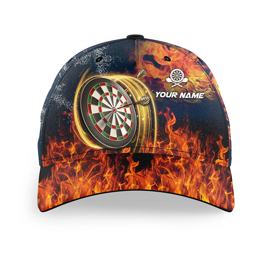 Water & Fire Darts Cap With Name Personalized Lightning Thunder Darts Hat Gifts For Dart Player LDT1269