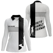Load image into Gallery viewer, Faith Family Fairways Black White Womens Golf Tops Custom Name Cool Golf Gifts For Women LDT0891