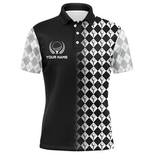 Load image into Gallery viewer, Black &amp; White Argyle Pattern Golf Shirts For Men Customized Cool Golf Gifts For Golf Lovers LDT0893