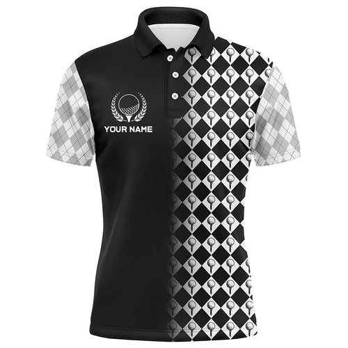 Black & White Argyle Pattern Golf Shirts For Men Customized Cool Golf Gifts For Golf Lovers LDT0893