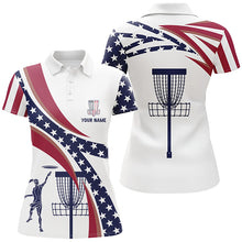 Load image into Gallery viewer, American Flag Disc Golf Polo Shirts Custom Name Patriotic Golf Shirts For Women, Golf Gifts LDT0279