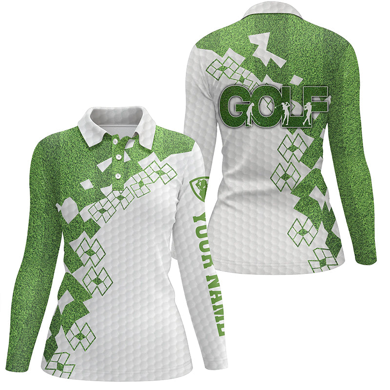 Elegant Golf In Green Womens Golf Polo Shirt White Green Golf Shirts For Women Golfing Gifts LDT0585