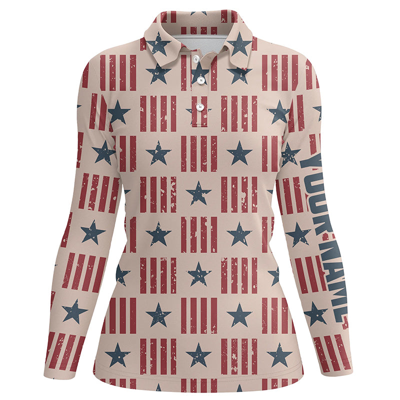 Usa Patriot Seamless Womens Golf Polo Shirt Retro American Golf Shirts For Women Golfing Gift LDT0599