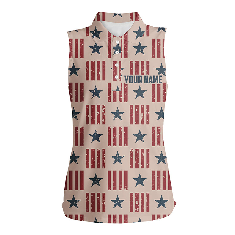 Usa Patriot Seamless Womens Sleeveless Golf Shirt Retro American Golf Shirts For Women Golfing Gifts LDT0599