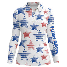 Load image into Gallery viewer, Watercolor American Stars Womens Golf Polo Shirt Patriotic Golf Tops For Women Golf Gifts LDT0601
