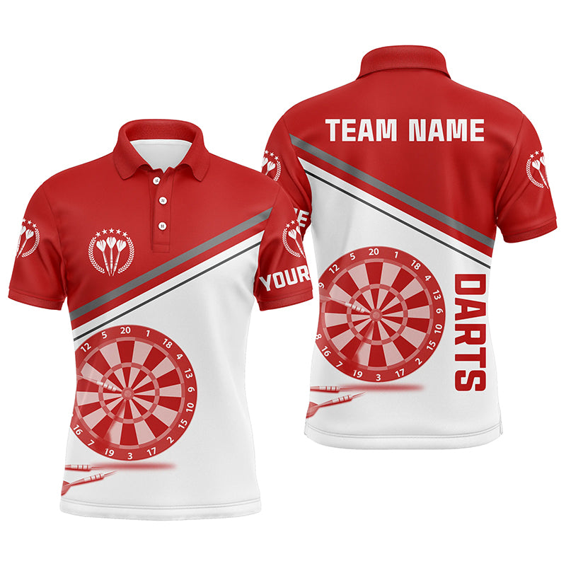 Red White Mens Darts Polo Shirt With Name Customized Darts Shirts For Men Dart Jerseys LDT1297