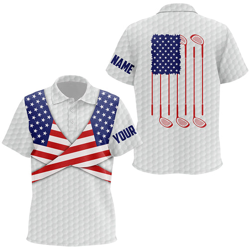American Flag White Golf Pattern Unisex Kids Polo Shirt Patriotic Golf Shirts For Kid Golf Gifts LDT0603