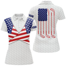 Load image into Gallery viewer, American Flag White Golf Pattern Womens Polo Shirt Patriotic Golf Shirts For Women Golf Gifts LDT0603