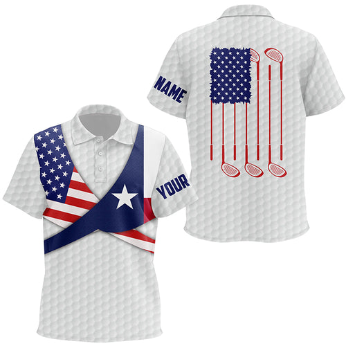 Texas Flag White Golf Pattern Unisex Kids Polo Shirt Patriotic Golf Shirts For Kid Golf Gifts LDT0604