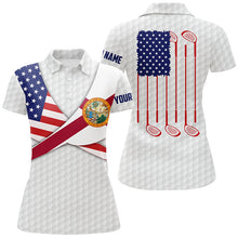 Load image into Gallery viewer, Florida Flag White Golf Pattern Womens Polo Shirt Patriotic Golf Shirts For Women Golf Gifts LDT0605