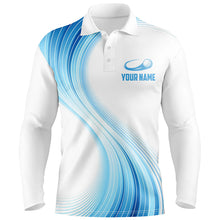 Load image into Gallery viewer, Blue White Gradient Mens Golf Polo Shirts Custom Name Golf Shirts For Men Personalized Golfing Gifts LDT1317