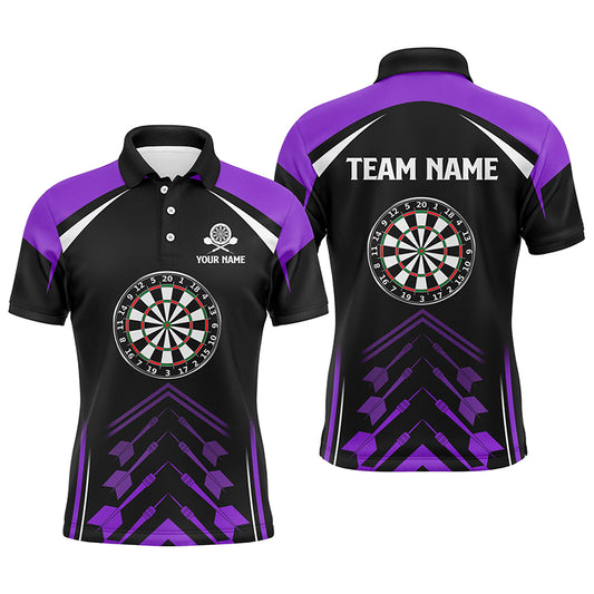 Personalized Purple Black Mens Darts Polo Shirt Custom Darts Shirt For Men Dart Jerseys LDT1467