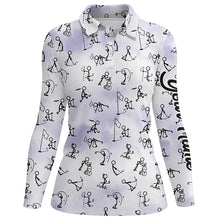 Load image into Gallery viewer, Blue Stick Figures Playing Golf Seamless Polo Shirt Custom Golf Shirts For Women Golf Gifts LDT0386