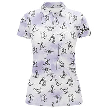 Load image into Gallery viewer, Blue Stick Figures Playing Golf Seamless Polo Shirt Custom Golf Shirts For Women Golf Gifts LDT0386