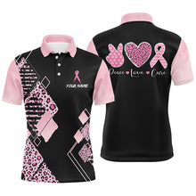 Load image into Gallery viewer, Black &amp; Pink Leopard Pattern Mens Golf Polo Shirts Breast Cancer Pink Ribbon Golf Shirts For Men LDT1352
