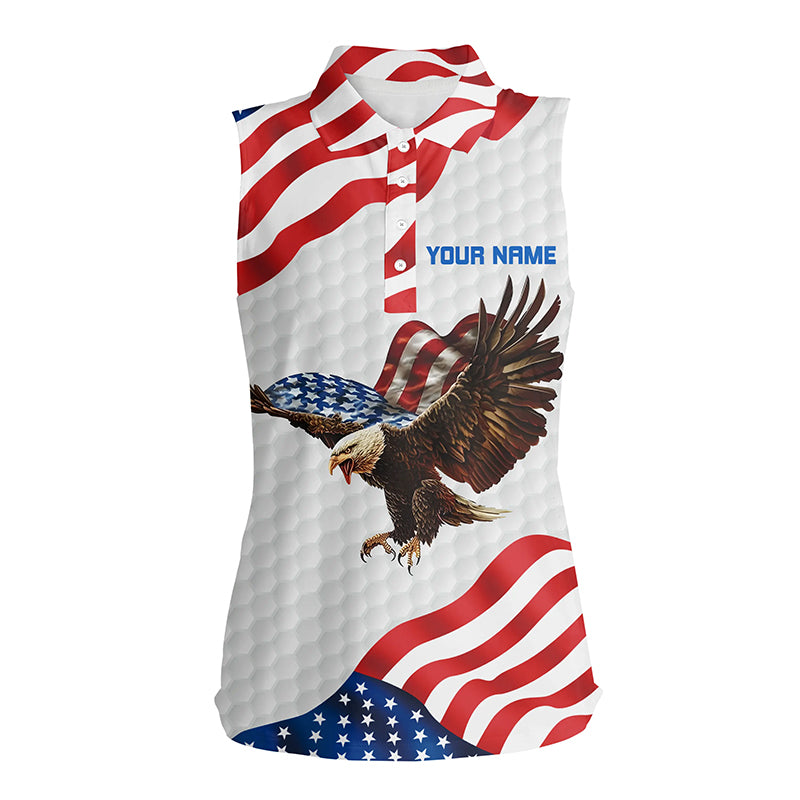 3D American Flag Womens Sleeveless Golf Polos Us Eagle Patriotic Golf Shirts For Women, Golf Gifts LDT0163