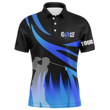 Load image into Gallery viewer, Golf In Passion Black &amp; Blue Flame Golf Mens Polo Shirt Personalized Cool Golf Shirts For Men LDT0962